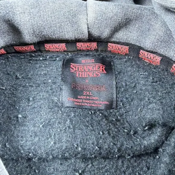 Stranger Things Hawkins Hitmaker Hoodie Netflix Primark Fleece Gray Adult 2XL - Picture 7 of 14